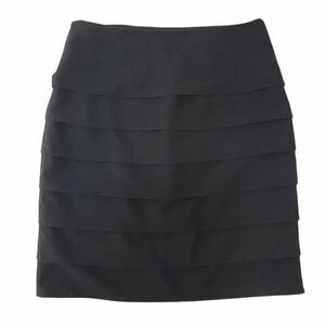 D.F.A. New York Ruffled Black A-Line Skirt